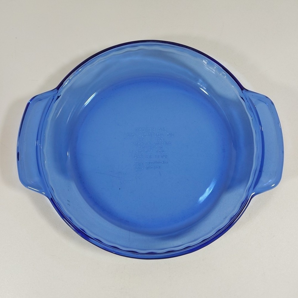 Vintage Anchor Ovenware Cobalt Blue Pie Plate With Scalloped Edge 9" 1QT.‎